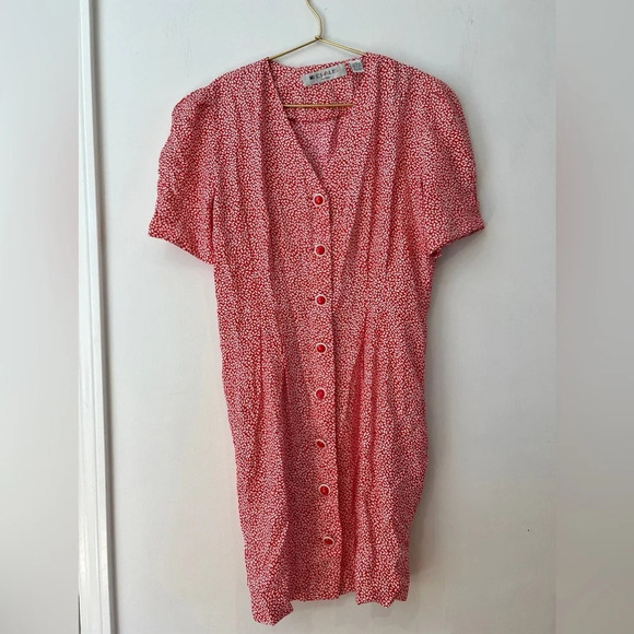 Vintage Ms. Chaus petites Red Dress with buttons - Picture 2 of 6